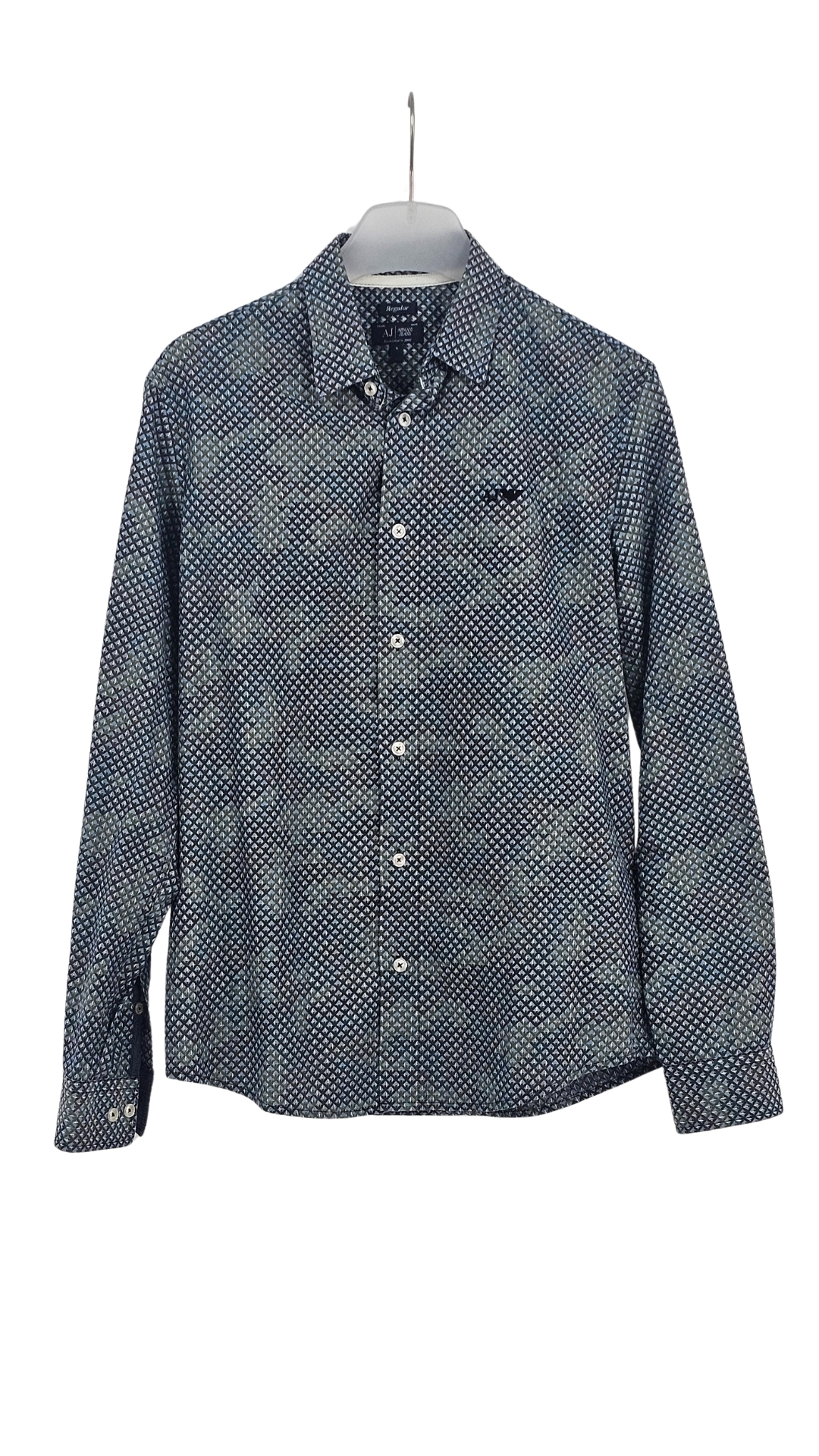 Camisa Armani Jeans Hombre Estampado Geométrico – Regular Fit Talla M