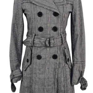 Gabardina Trench Lois Mujer Gris Cuadros – Detalle Espalda Talla M