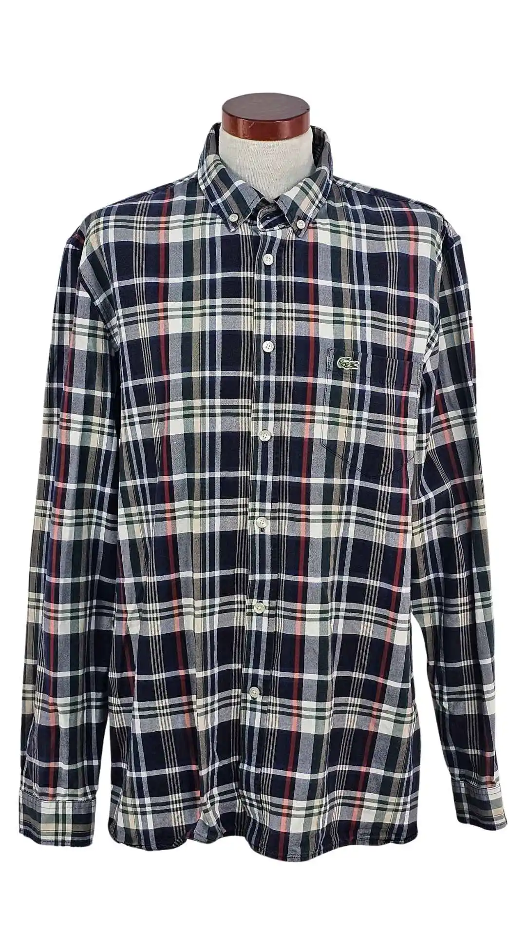 Camisa Lacoste Hombre Cuadros Navy – Regular Fit Talla L (FR 42)