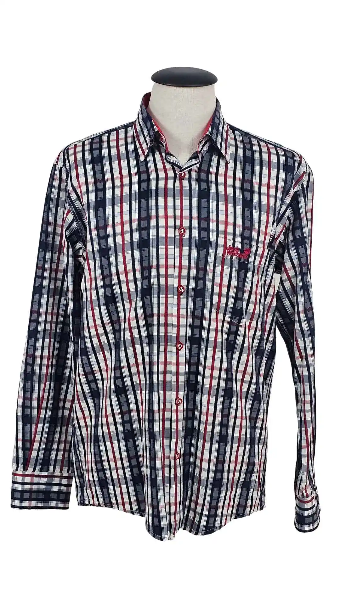 Camisa Jack Wolfskin Hombre Cuadros Rojo/Marino – Outdoor Talla L