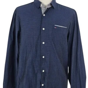 Camisa Tommy Hilfiger Hombre Navy Microprint – Slim Fit Talla XL