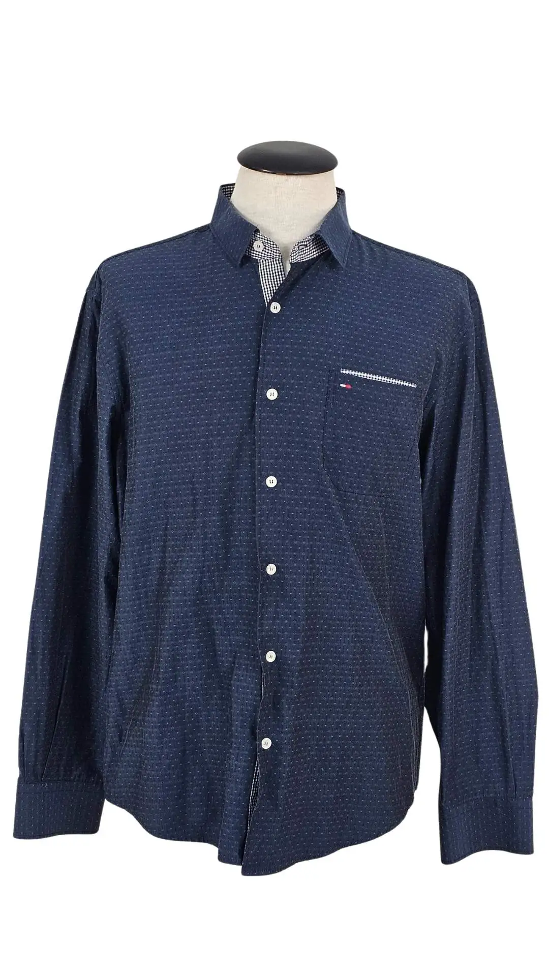Camisa Tommy Hilfiger Hombre Navy Microprint – Slim Fit Talla XL