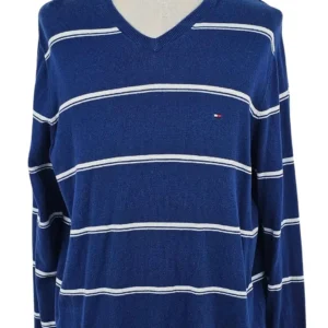 Jersey Tommy Hilfiger Hombre Azul Rayas – Cuello Pico Talla XL