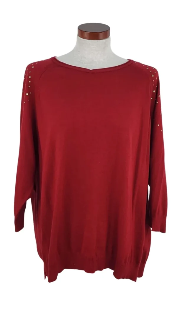 Jersey Laura Torelli Mujer Rojo Tachuelas – Manga 3/4 Talla XL