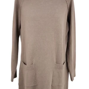 Vestido Punto Natura Mujer Beige – Cuello Vuelto Talla L