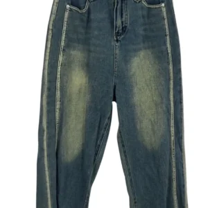 Jeans Dirty Wash Mujer Costuras Frontales – Bajo Deshilachado Talla XS/S