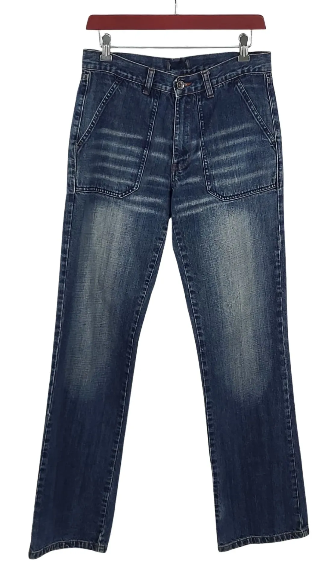 Jeans Estilo Utility Mujer Azul – Bolsillos Parche Talla 38 (M)