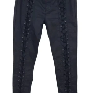 Pantalón Denim Avenue Mujer Negro Acordonado – Estilo Rockero Talla 38 (M)