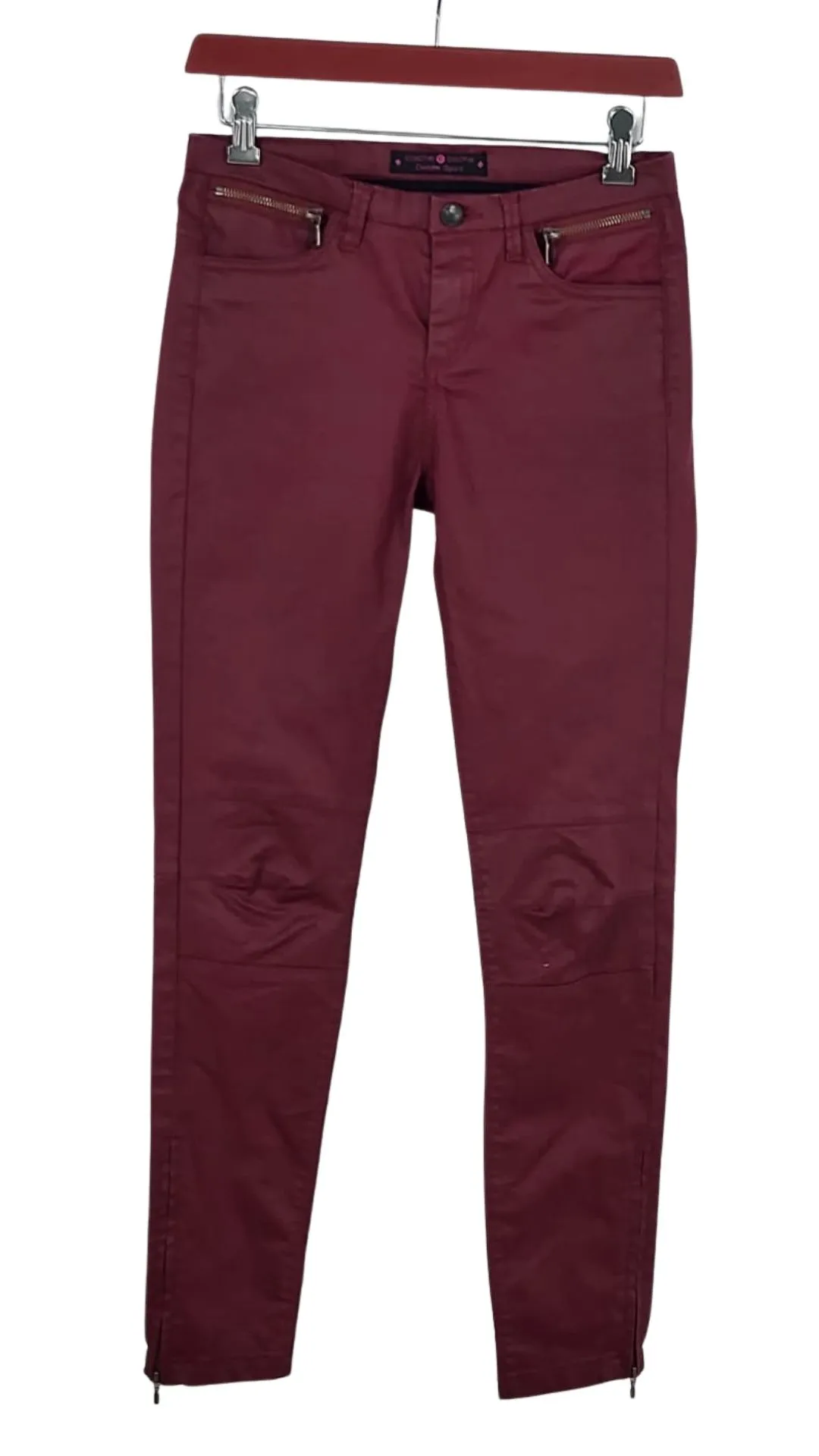 Pantalón Cache Cache Mujer Rojo Cereza Biker – Efecto Encerado Talla 36