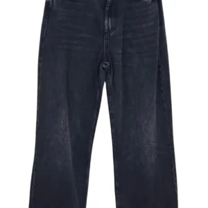 Jeans Zara Mujer Negro Lavado Wide Leg – Bajo Deshilachado Talla 40 (Medida 38)