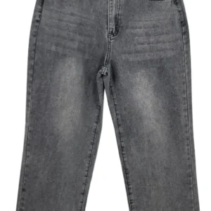 Jeans Reusa Mujer Gris Lavado a la Piedra – Corte Recto Talla 40 (L)