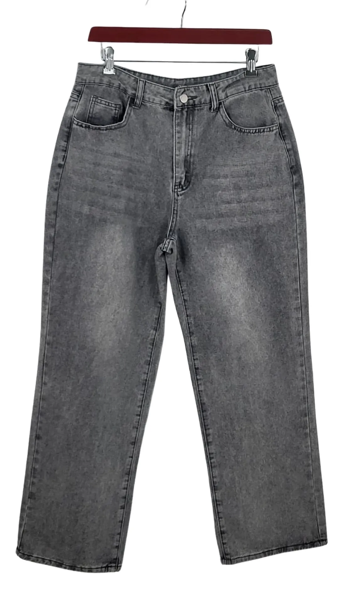 Jeans Reusa Mujer Gris Lavado a la Piedra – Corte Recto Talla 40 (L)