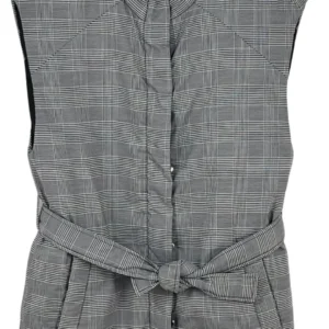 Chaleco Acolchado Stradivarius Mujer Gris Cuadros – Cinturón Talla M