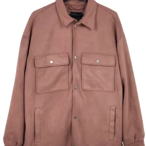 Sobrecamisa Bershka Mujer Rosa Palo Efecto Ante – Talla XL