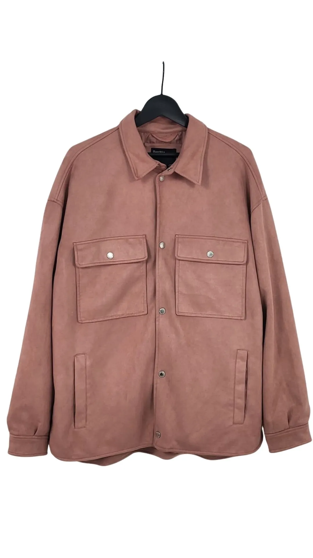 Sobrecamisa Bershka Mujer Rosa Palo Efecto Ante – Talla XL