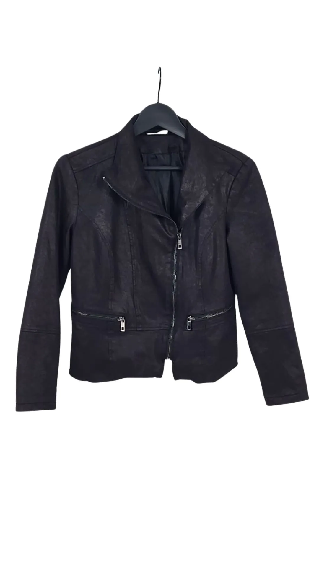 Cazadora Biker Yessica Mujer Negra Texturizada – Talla M