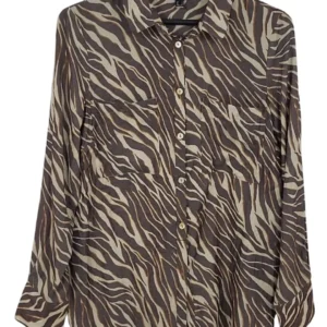 Camisa Cortefiel Mujer Estampado Cebra Marrón – Talla S