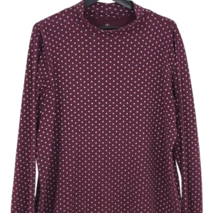 Camiseta Cuello Cisne Lands' End Mujer Granate Lunares – Talla XL