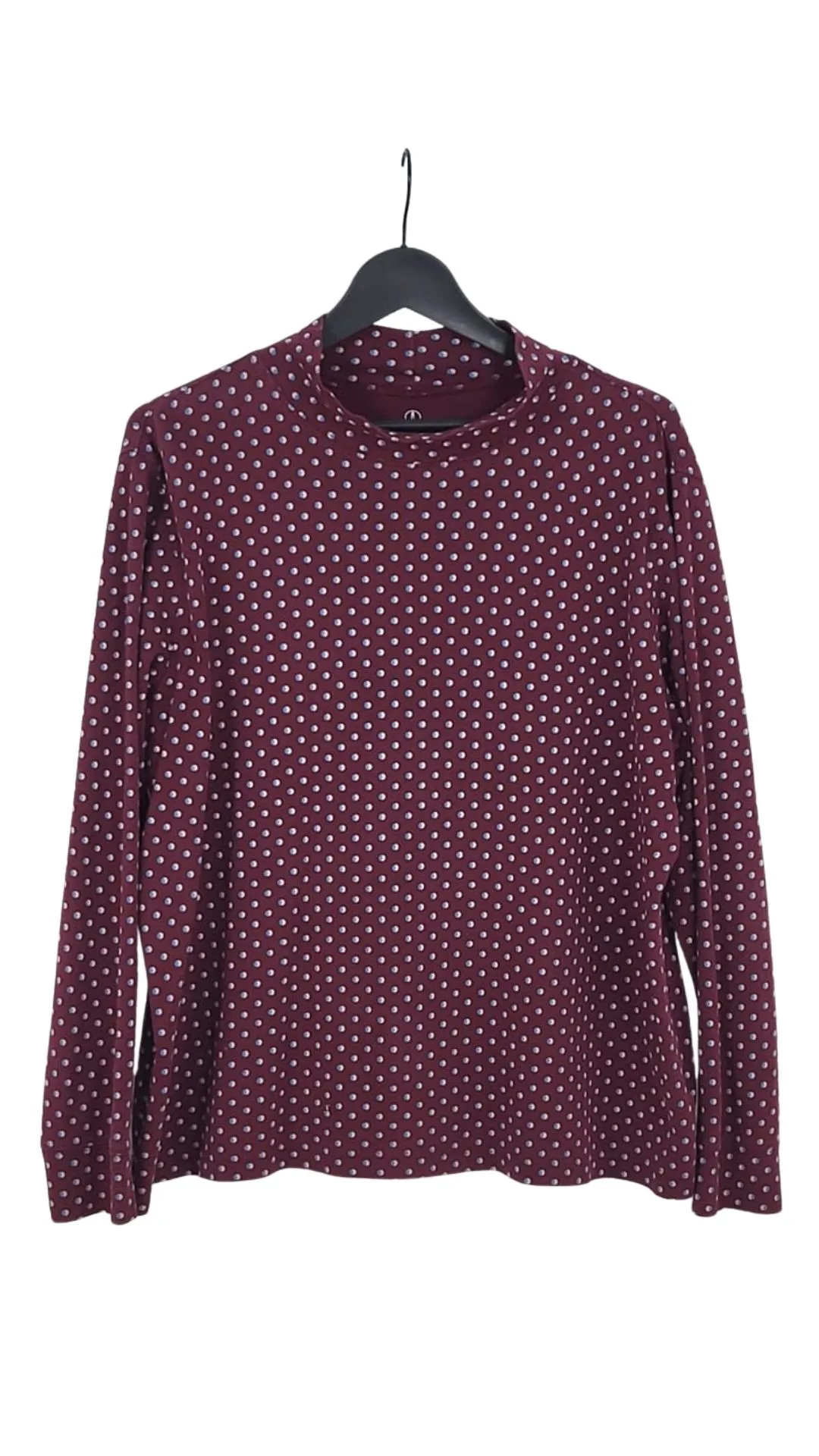 Camiseta Cuello Cisne Lands' End Mujer Granate Lunares – Talla XL