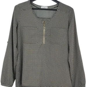 Blusa Cache Cache Mujer Estampado Geométrico Retro – Cremallera Talla M