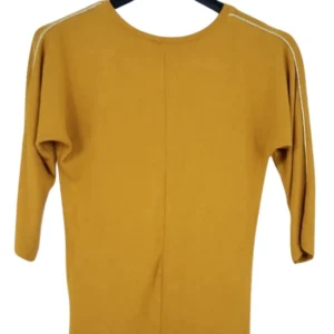 Jersey Fino Orsay Mujer Mostaza Manga 3/4 – Detalle Ribete Talla S