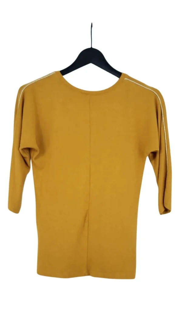 Jersey Fino Orsay Mujer Mostaza Manga 3/4 – Detalle Ribete Talla S