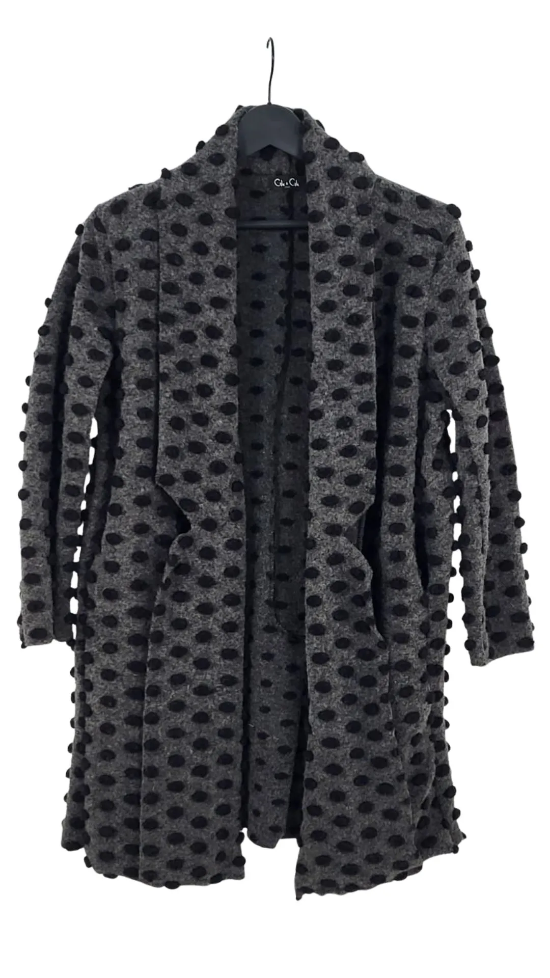 Abrigo Cote à Cote Mujer Gris Lunares Texturizados – Made in Italy Talla L