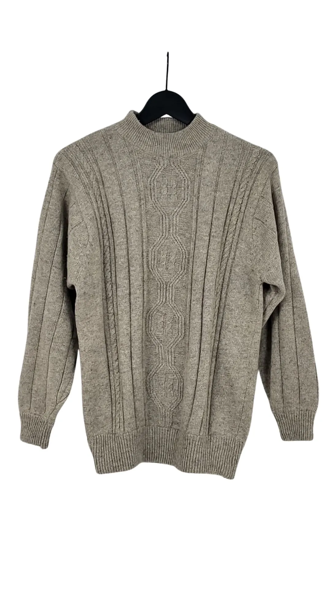 Jersey Mujer Beige Punto de Ochos Cuello Perkins – Estilo Vintage Talla M