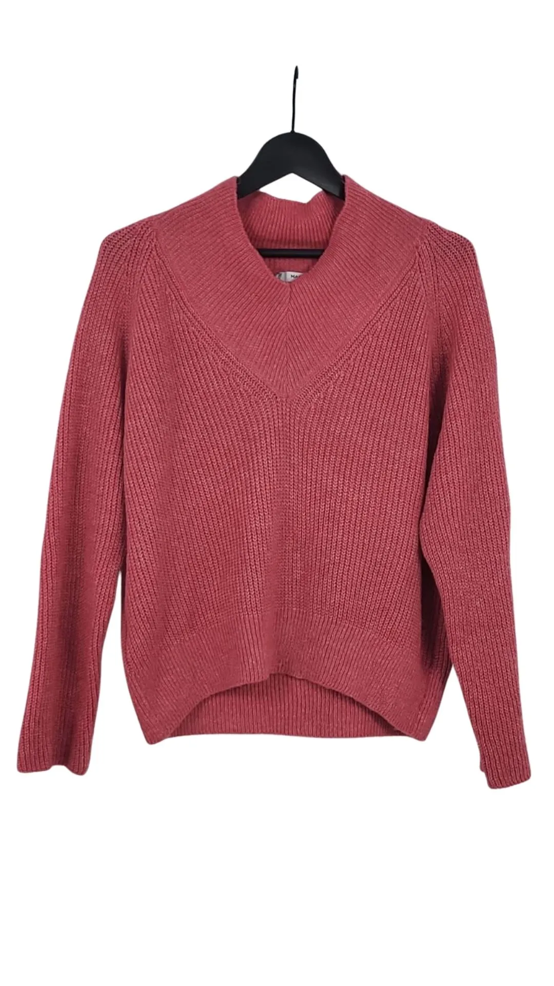 Jersey Mango Suit Mujer Rosa Coral Punto Grueso Cuello V – Talla S