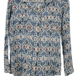 Camisa Hoss Intropia Mujer Estampado Ikat Azul y Rojo – Talla 38 (M)