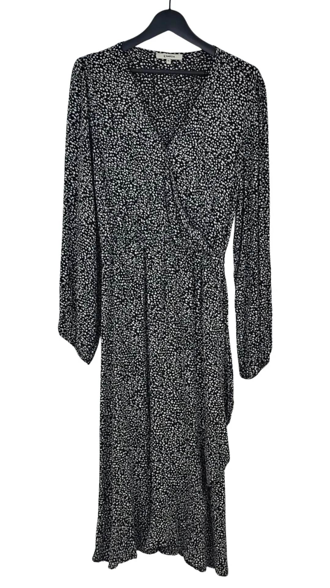 Vestido Largo Garcia Mujer Negro Estampado Manchas – Cruzado Talla XL