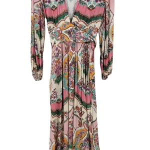 Vestido Largo Zara Mujer Estampado Paisley Boho Rosa – Talla S