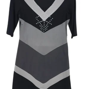 Vestido Laura Scott Mujer Negro y Gris Color Block – Tachuelas Talla S