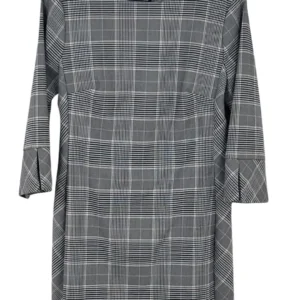 Vestido H&M Mujer Cuadros Príncipe de Gales Gris – Manga 3/4 Talla XXL (44)