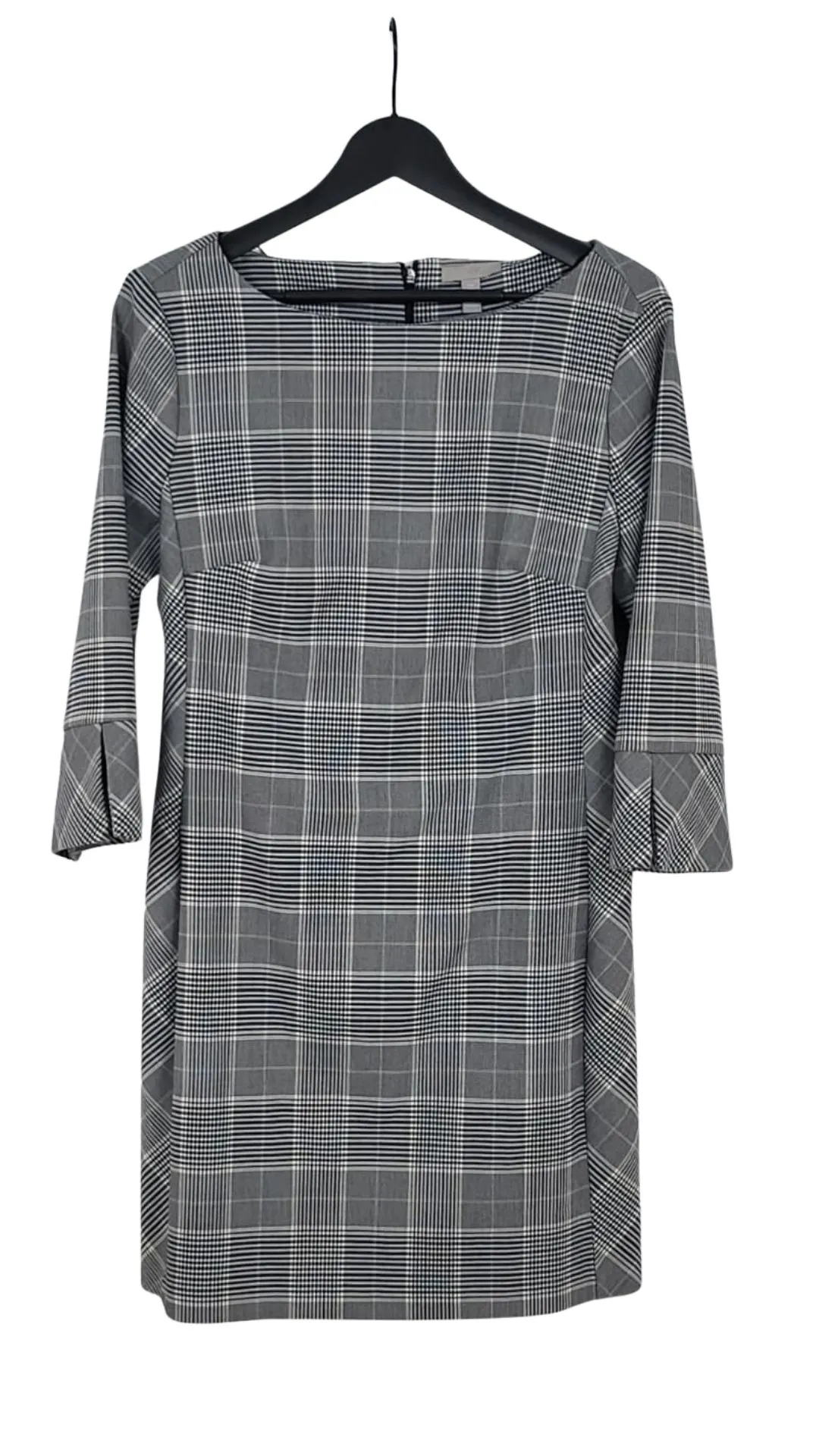 Vestido H&M Mujer Cuadros Príncipe de Gales Gris – Manga 3/4 Talla XXL (44)
