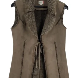 Chaleco Outfit Fashion Mujer Marrón Antelina Interior Pelo – Talla S (36)