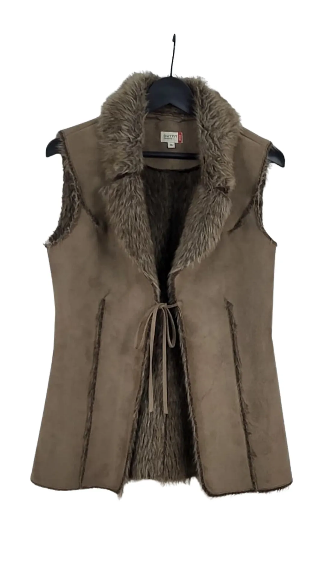 Chaleco Outfit Fashion Mujer Marrón Antelina Interior Pelo – Talla S (36)