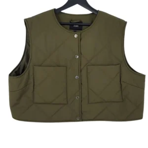 Chaleco Acolchado Zizzi Mujer Verde Oliva Bolsillos – Talla L (50/52)