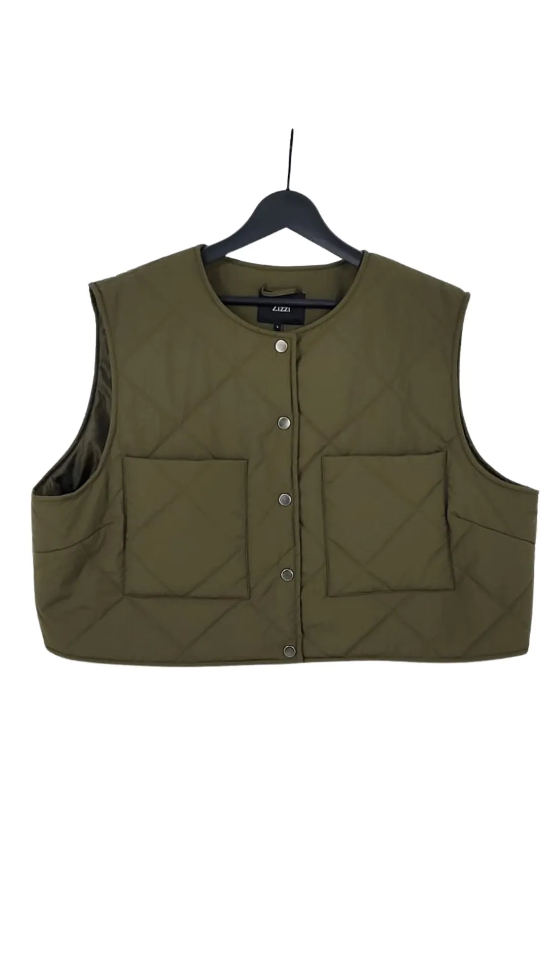 Chaleco Acolchado Zizzi Mujer Verde Oliva Bolsillos – Talla L (50/52)