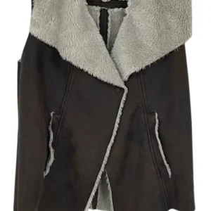 Chaleco H&M L.O.G.G. Mujer Marrón Antelina Interior Borreguito – Talla M (38)