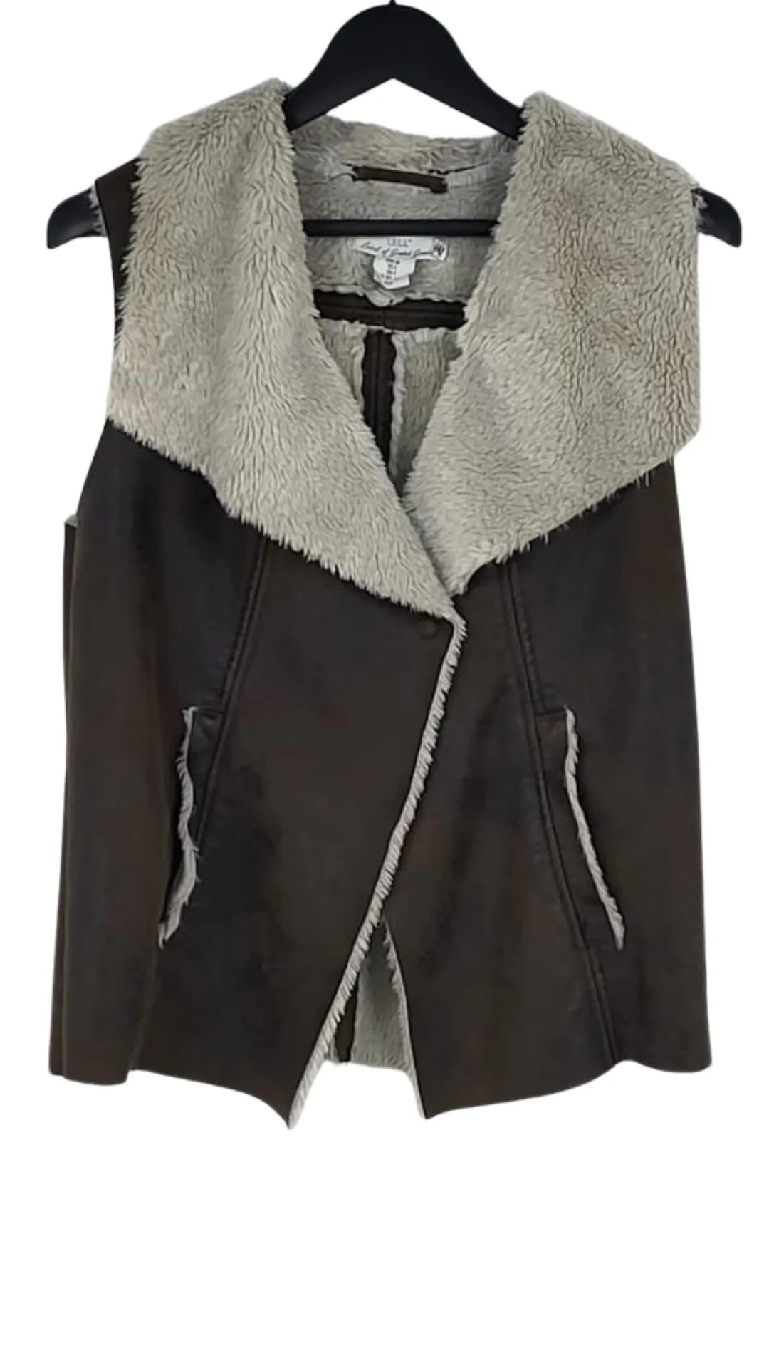 Chaleco H&M L.O.G.G. Mujer Marrón Antelina Interior Borreguito – Talla M (38)