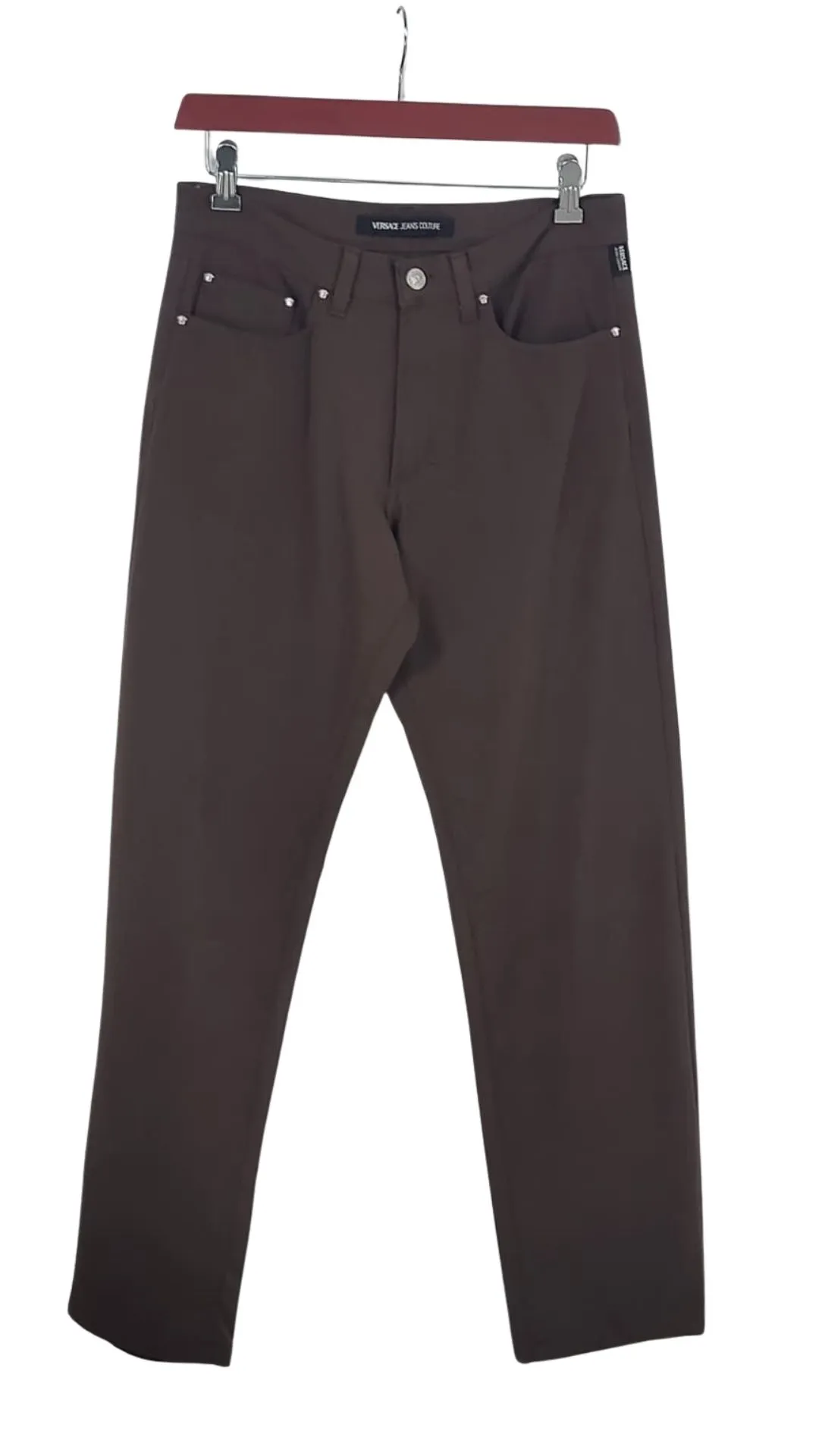 Pantalón Versace Jeans Couture Vintage Mujer Marrón Nylon Medusa – Talla M (38)