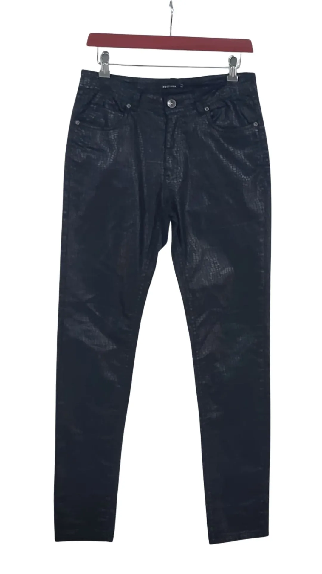 Pantalón Pescara Mujer Negro Efecto Piel Serpiente – Talla M (38)