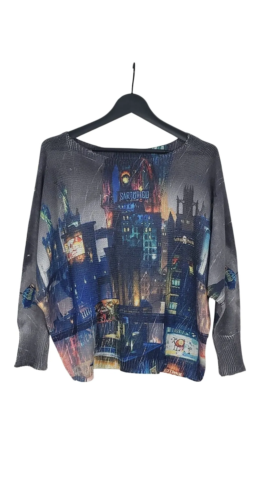 Jersey Selección Reusa Mujer Estampado Ciudad Noche Manga Murciélago – Talla L