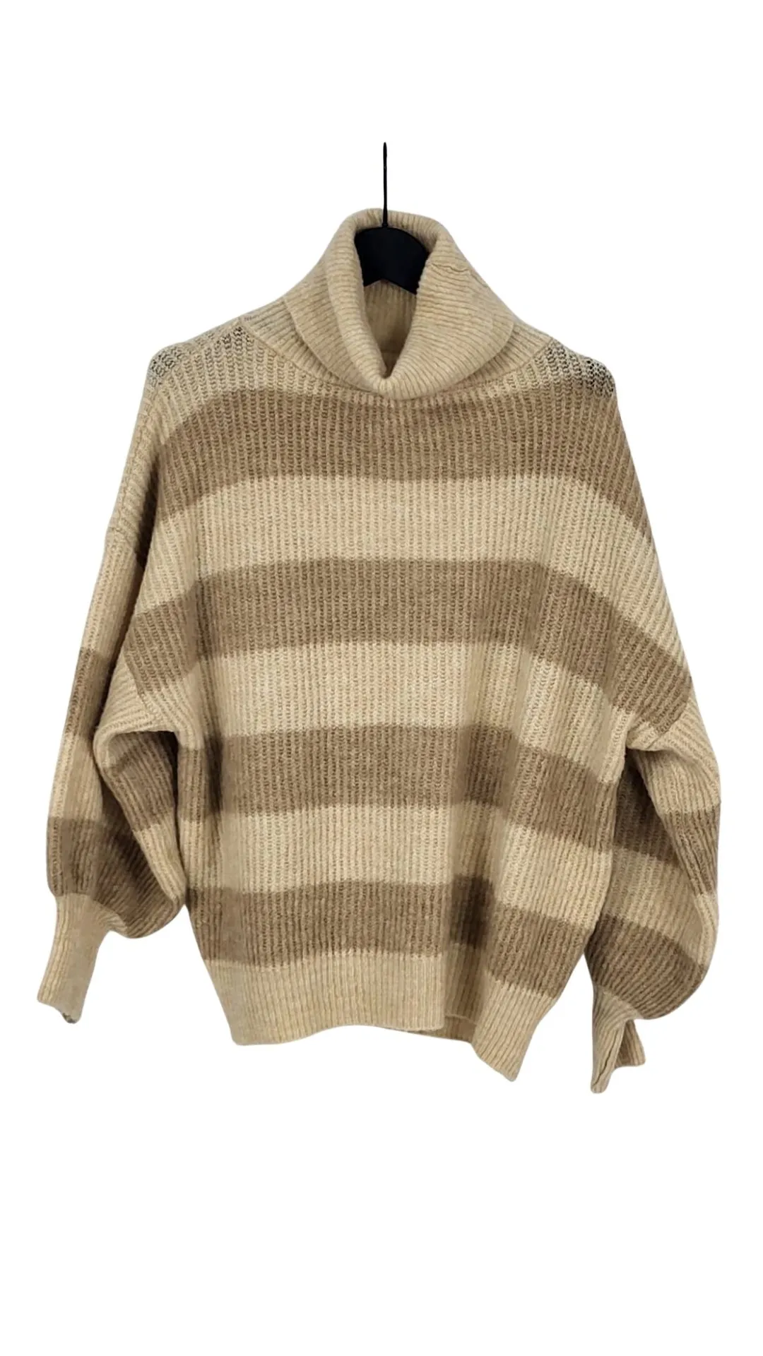 Jersey M&G Made in Italy Mujer Rayas Beige Manga Globo – Talla L