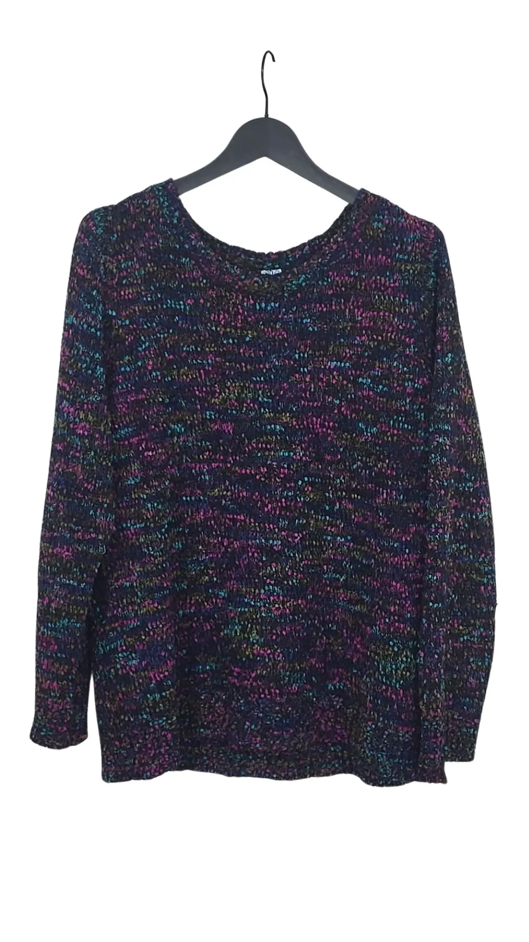 Jersey MS Mode Mujer Negro Multicolor Punto Fantasía – Talla XL