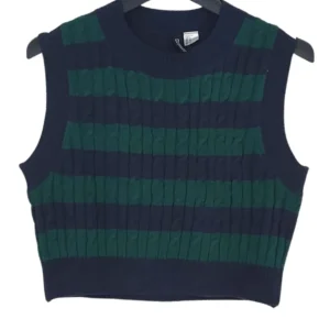 Chaleco Punto H&M Divided Mujer Rayas Azul y Verde Ochos – Talla M