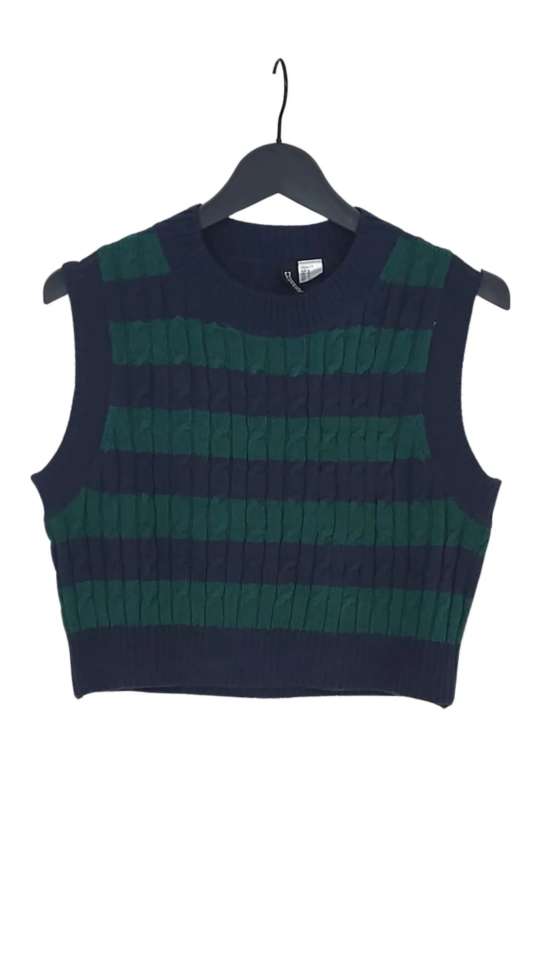 Chaleco Punto H&M Divided Mujer Rayas Azul y Verde Ochos – Talla M