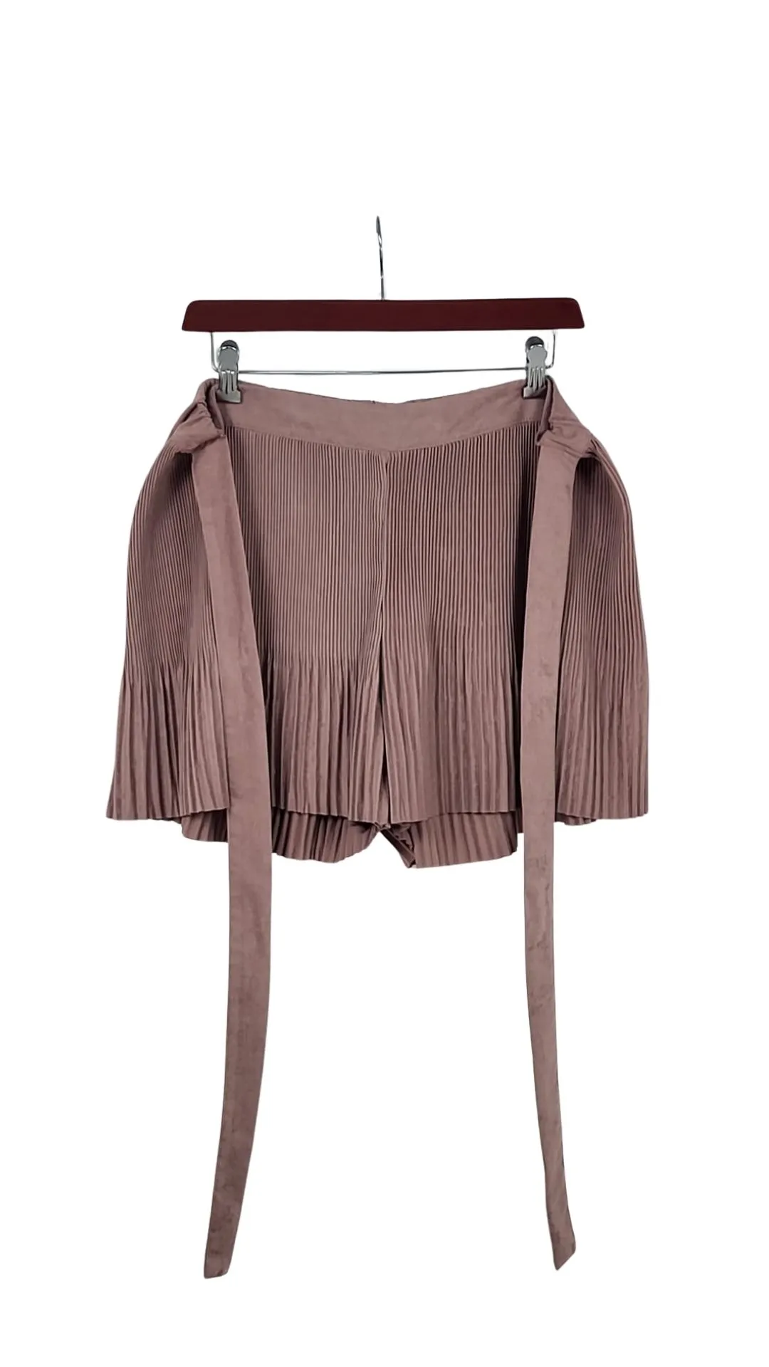 Falda Pantalón Zara Mujer Rosa Palo Plisada Efecto Antelina – Talla XL