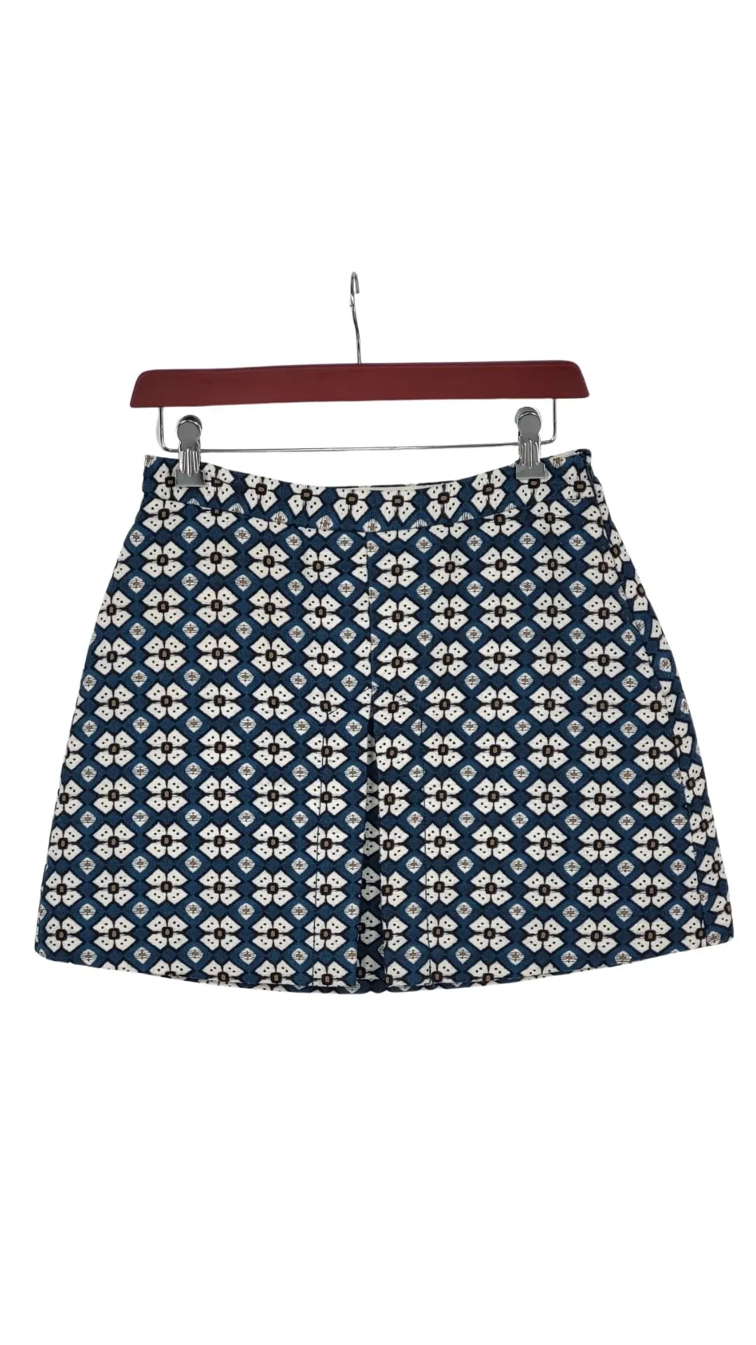 Falda Zara Mujer Mini Jacquard Estampado Geométrico Azul – Talla M